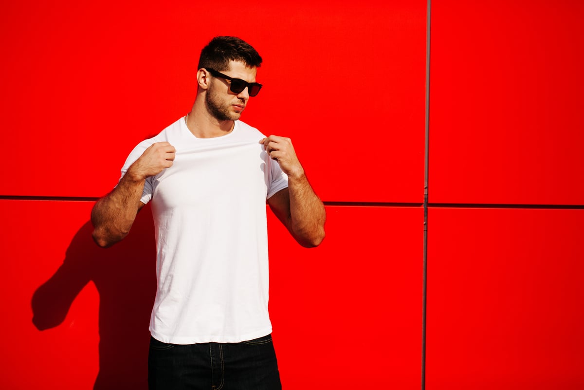 Man Wearing a White T Shirt