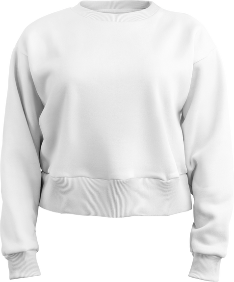 Mockup of a female white crop sweatshirt 3D rendering, png, front view